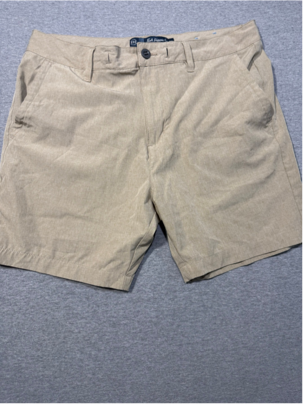 Men's Fish Hippie Co. Flat Front Shorts Beige Waist 34